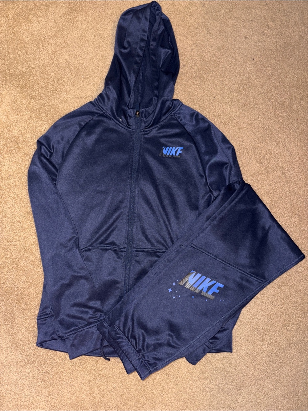 Nike Navy Blue Hooded Zip Jacket & Joggers Set